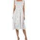 Vestido Julia Jordan Feminino com Zíper, Babados, Bordado, Manga Flutter, Gola Quadrada, Branco, Tamanho 12
