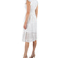 Vestido Julia Jordan Feminino com Zíper, Babados, Bordado, Manga Flutter, Gola Quadrada, Branco, Tamanho 12