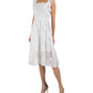 Vestido Julia Jordan Feminino com Zíper, Babados, Bordado, Manga Flutter, Gola Quadrada, Branco, Tamanho 12