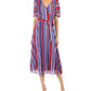Vestido midi com estampa geométrica listrada Julia Jordan feminino, azul, tamanho 8