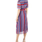 Vestido midi com estampa geométrica listrada Julia Jordan feminino, azul, tamanho 8