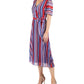 Vestido midi com estampa geométrica listrada Julia Jordan feminino, azul, tamanho 8