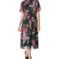 Vestido midi de chiffon com mangas esvoaçantes e florais Donna Ricco feminino, azul, tamanho 6