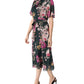Vestido midi de chiffon com mangas esvoaçantes e florais Donna Ricco feminino, azul, tamanho 6