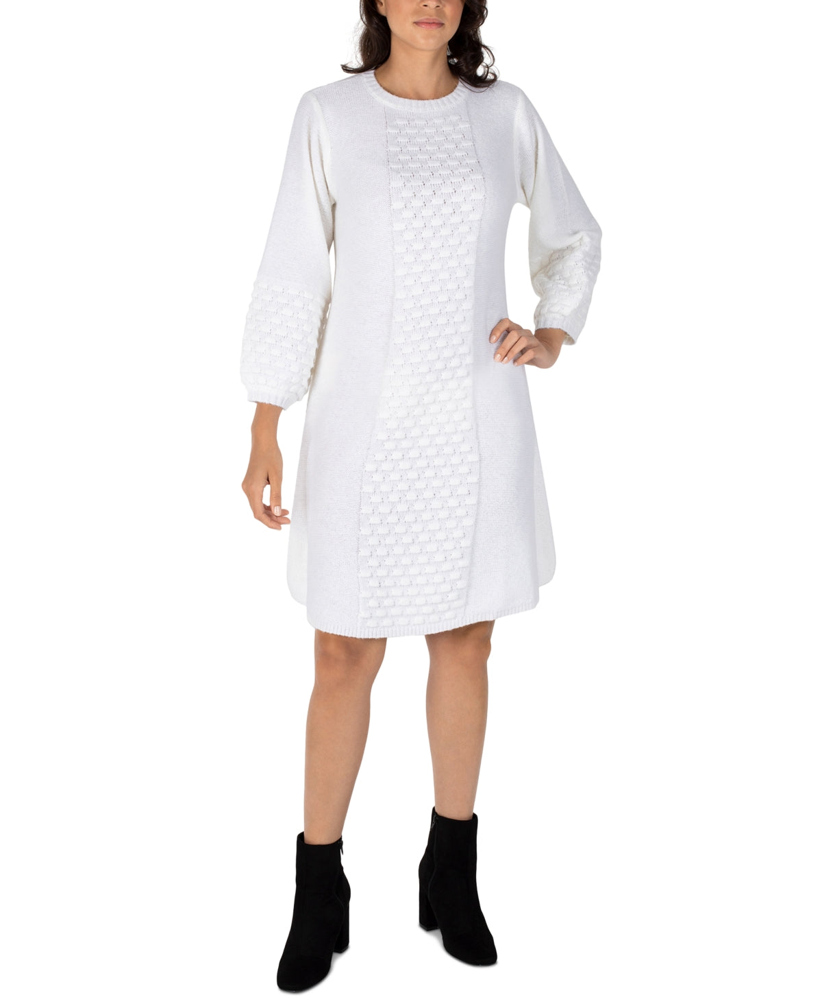 Vestido suéter texturizado feminino Robbie Bee, branco, tamanho extragrande