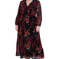 Vestido longo feminino Robbie Bee em chiffon floral, preto, tamanho 14W