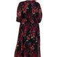 Vestido longo feminino Robbie Bee em chiffon floral, preto, tamanho 14W
