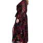 Vestido longo feminino Robbie Bee em chiffon floral, preto, tamanho 14W