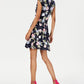 Vestido feminino Robbie Bee com babados triplos e ajuste evasê, azul, tamanho pequeno médio