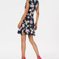 Vestido feminino Robbie Bee com babados triplos e ajuste evasê, azul, tamanho pequeno grande