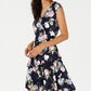 Vestido feminino Robbie Bee com babados triplos e ajuste evasê, azul, tamanho pequeno grande