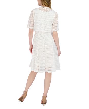Vestido evasê de renda feminino Robbie Bee com jaqueta removível, tamanho pequeno, branco