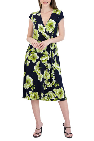 Vestido midi feminino Robbie Bee com argola lateral, azul, tamanho grande