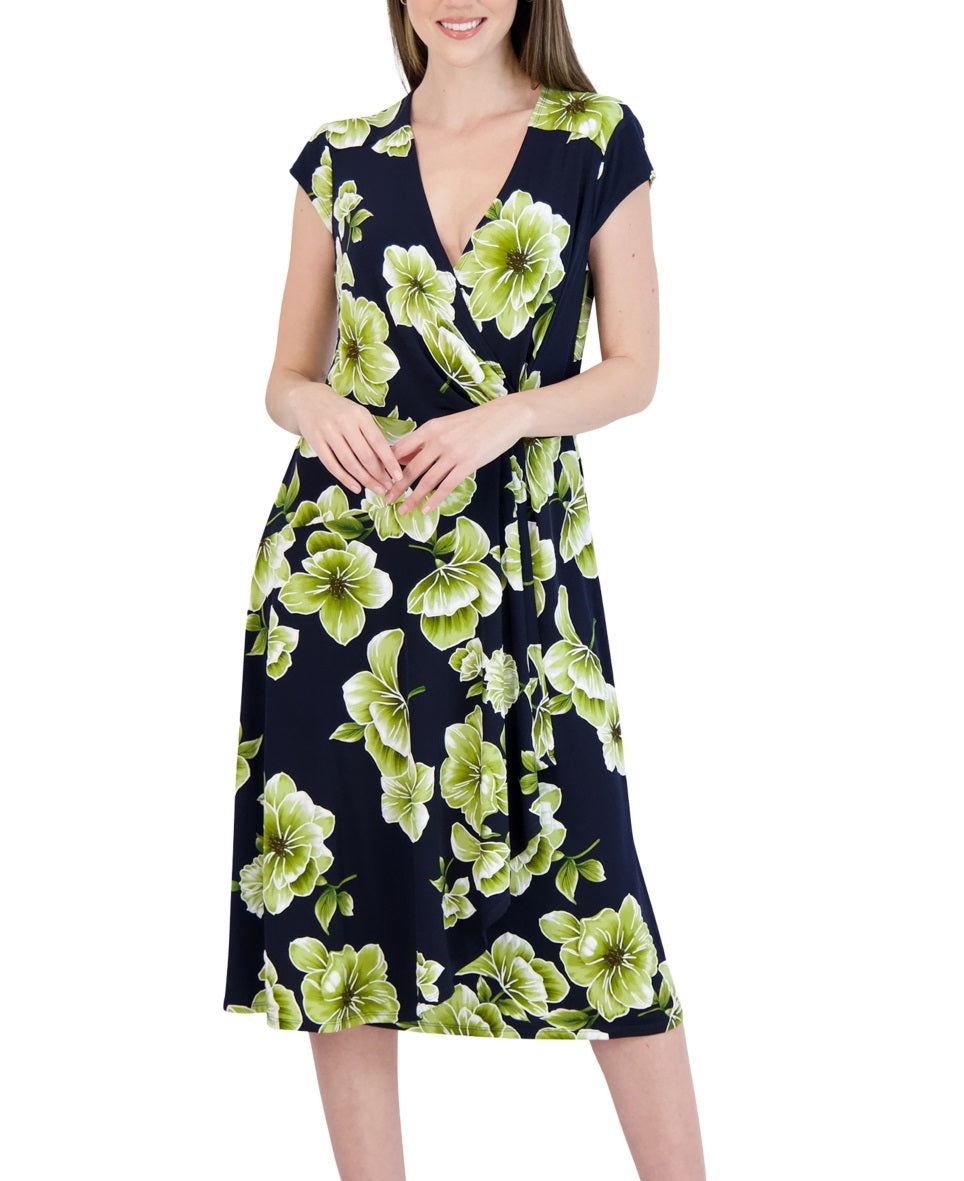 Vestido midi feminino Robbie Bee com argola lateral, azul, tamanho grande