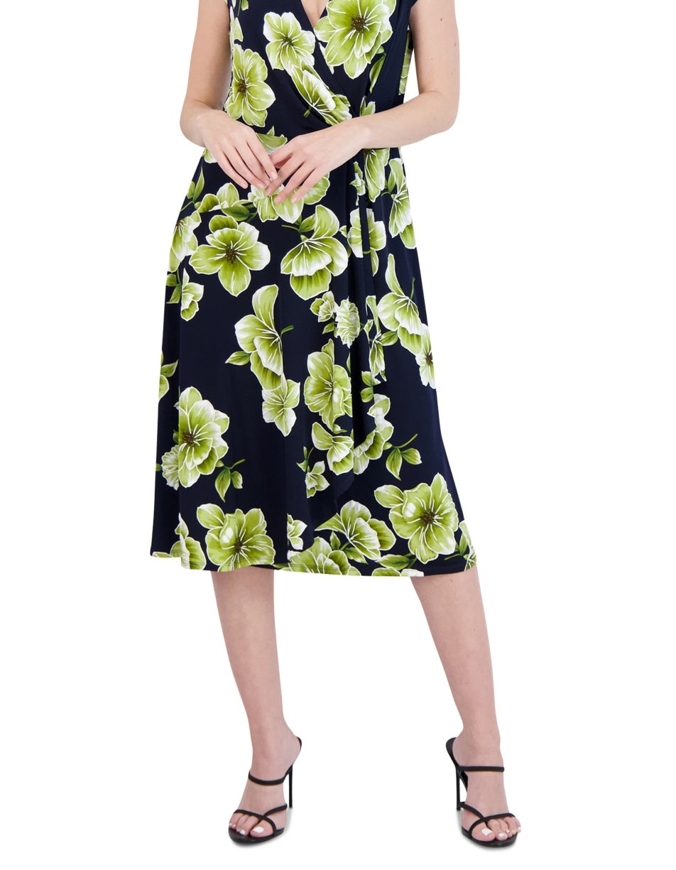 Vestido midi feminino Robbie Bee com argola lateral, azul, tamanho grande