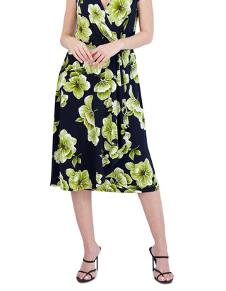 Vestido midi feminino Robbie Bee com argola lateral, azul, tamanho grande