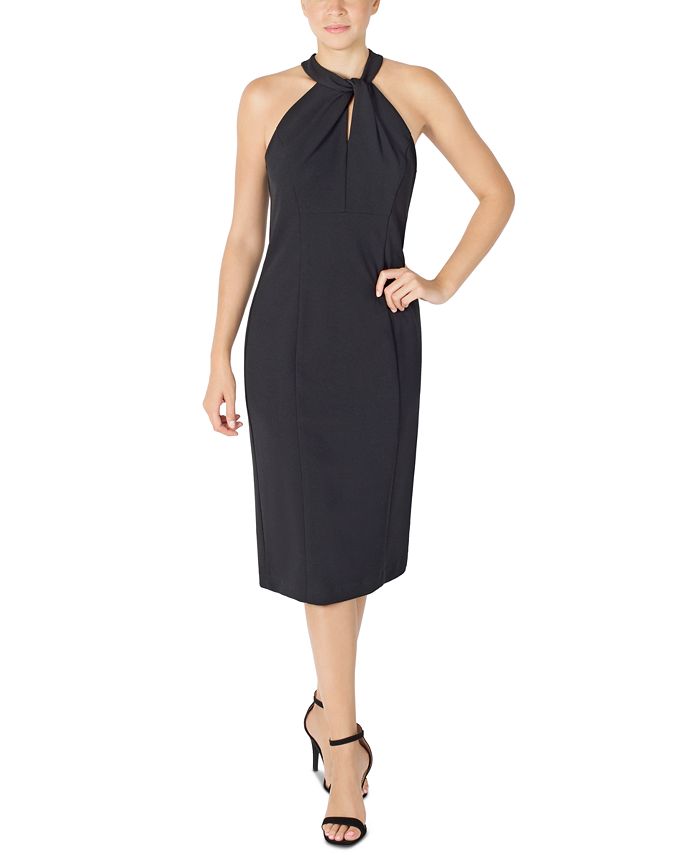 Vestido tubinho com decote torcido Julia Jordan feminino, preto, tamanho 10