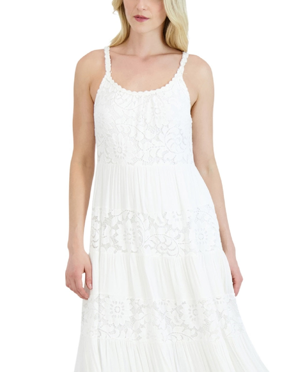 Vestido de renda evasê Robbie Bee feminino, branco, tamanho pequeno