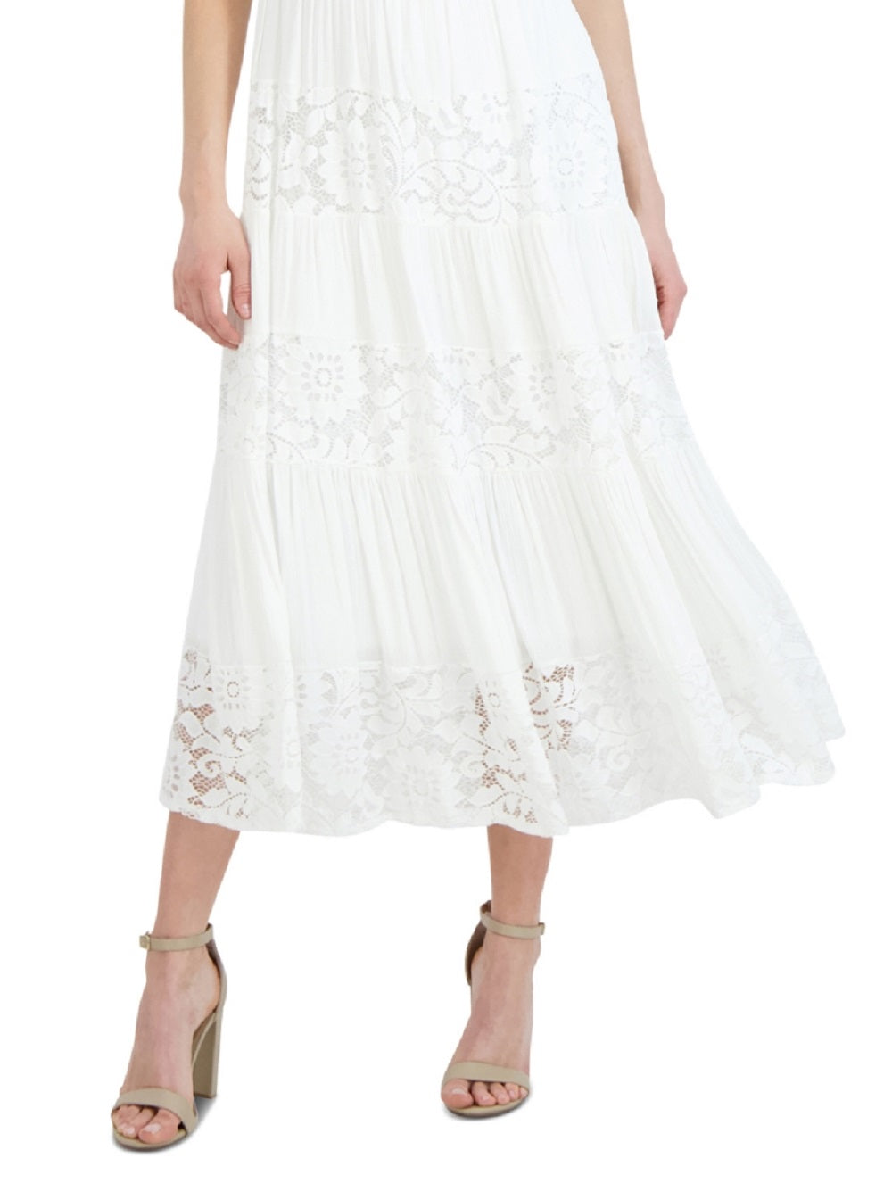 Vestido de renda evasê Robbie Bee feminino, branco, tamanho pequeno
