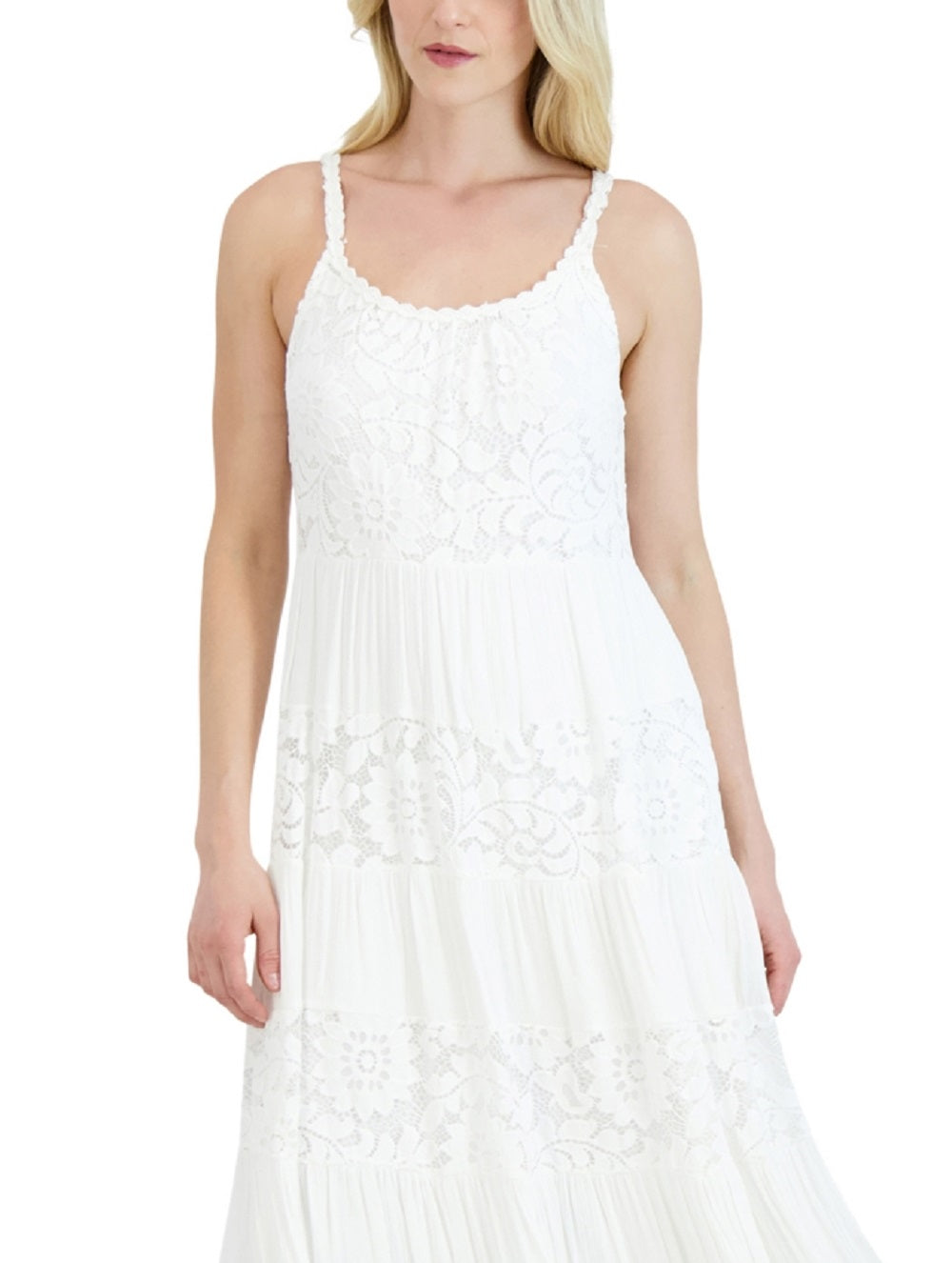 Vestido de renda evasê Robbie Bee feminino, branco, tamanho médio
