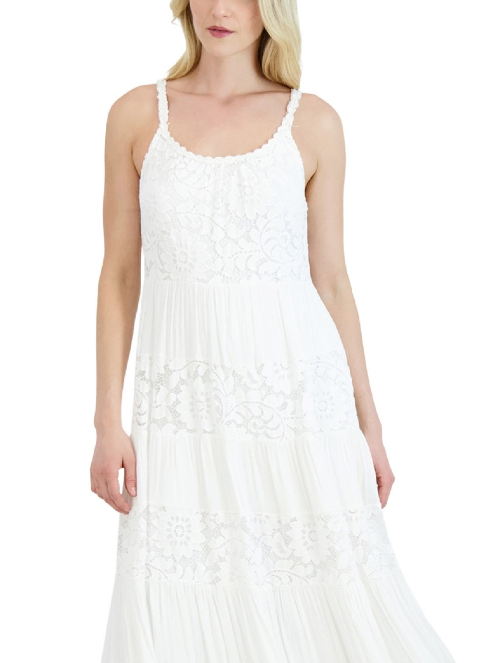 Vestido de renda evasê Robbie Bee feminino, tamanho grande, branco