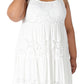 Vestido longo de renda em camadas sem mangas Robbie Bee feminino, branco, tamanho 1X