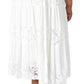 Vestido longo de renda em camadas sem mangas Robbie Bee feminino, branco, tamanho 1X