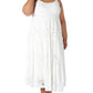 Robbie Bee Vestido longo feminino sem mangas com renda em camadas, branco, tamanho 3X
