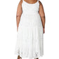Robbie Bee Vestido longo feminino sem mangas com renda em camadas, branco, tamanho 3X