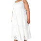 Robbie Bee Vestido longo feminino sem mangas com renda em camadas, branco, tamanho 3X