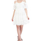 Vestido de renda com decote em V e mangas curtas Robbie Bee para mulheres, tamanho pequeno e grande, branco