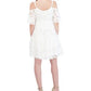 Vestido de renda com decote em V e mangas curtas Robbie Bee para mulheres, tamanho pequeno e grande, branco