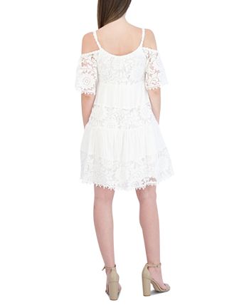 Vestido de renda com decote em V e mangas curtas Robbie Bee para mulheres, tamanho pequeno e grande, branco