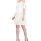 Vestido de renda com decote em V e mangas curtas Robbie Bee para mulheres, tamanho pequeno e grande, branco