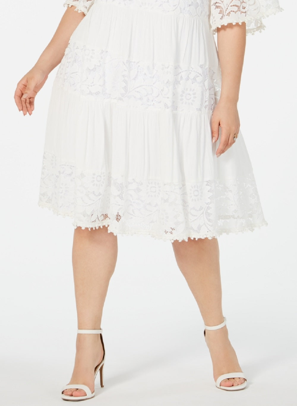 Vestido de renda com ombros descobertos Robbie Bee feminino, branco, tamanho 1X