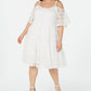 Vestido de renda com ombros descobertos Robbie Bee feminino, branco, tamanho 1X