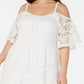Vestido de renda com ombros descobertos Robbie Bee feminino, branco, tamanho 3X