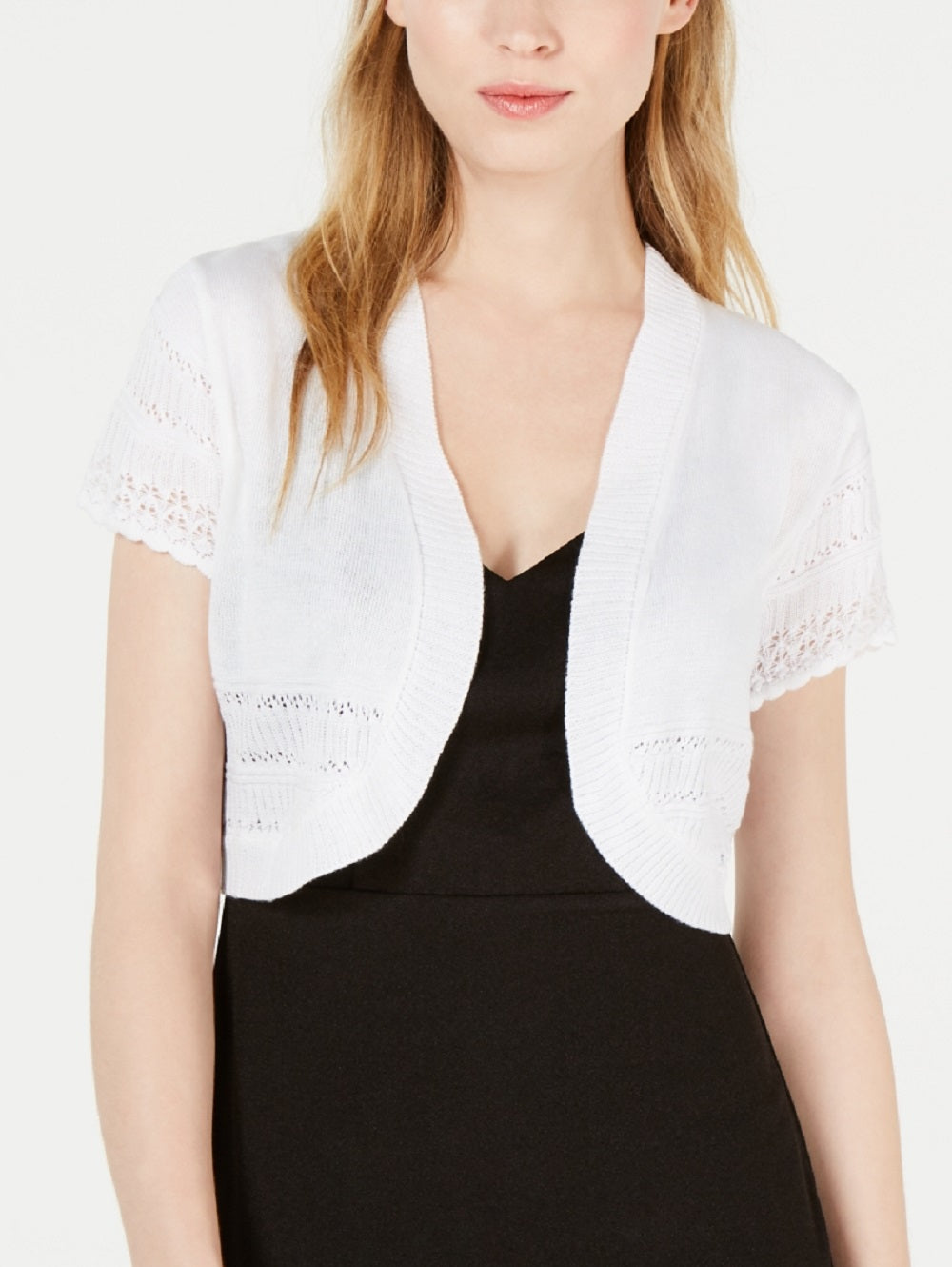 Robbie Bee Bolero Feminino Manga Curta Branco Tamanho Pequeno Pequeno
