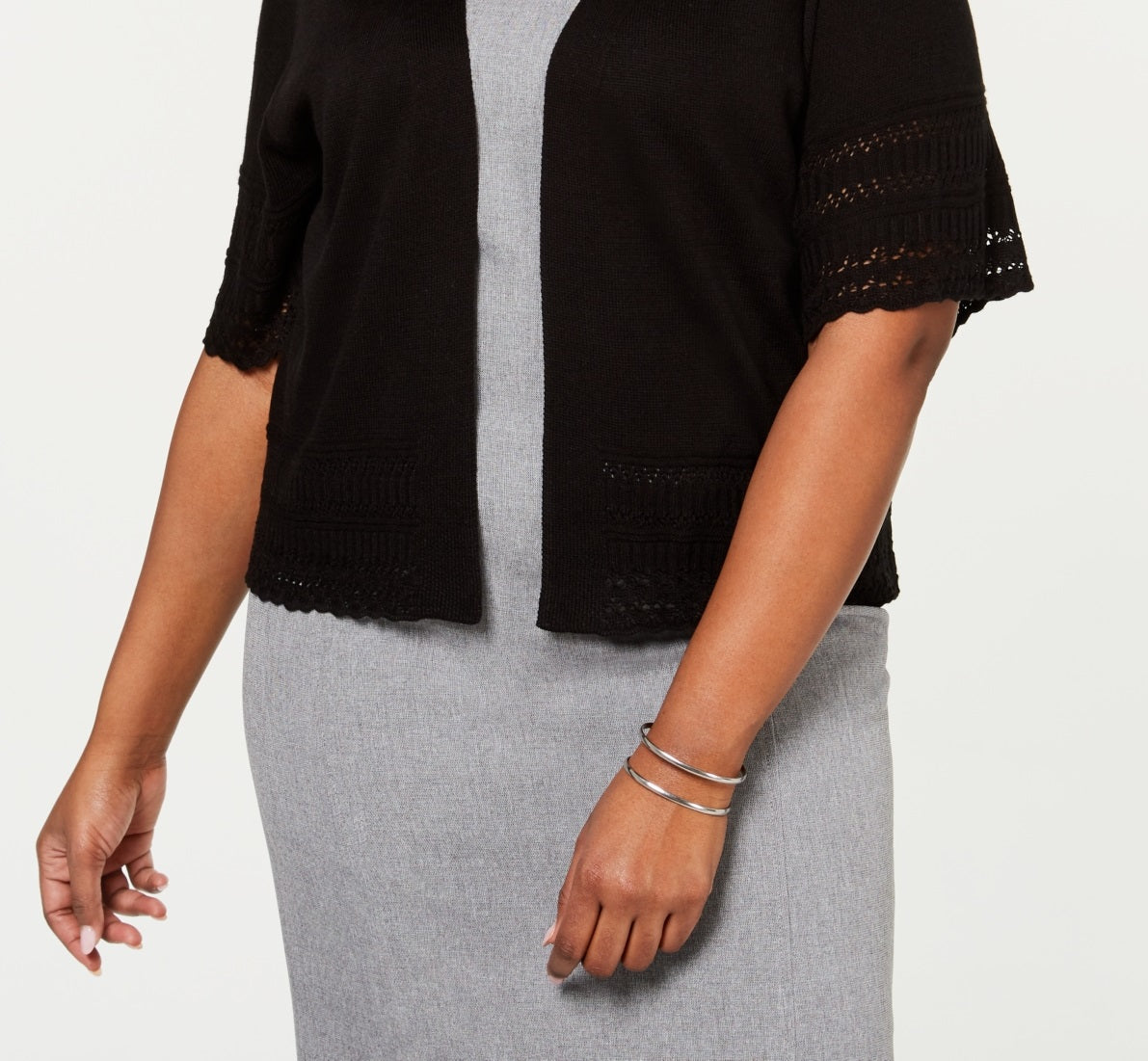 Robbie Bee - Casaco feminino com acabamento em ilhós, preto, tamanho 1X