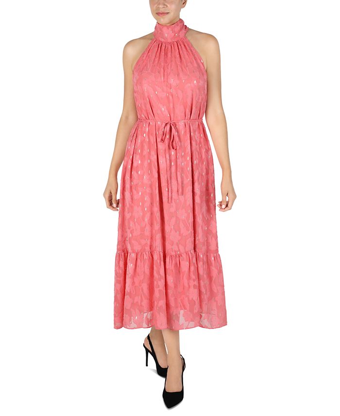 Vestido midi Donna Ricco feminino com decote halter laranja tamanho 6