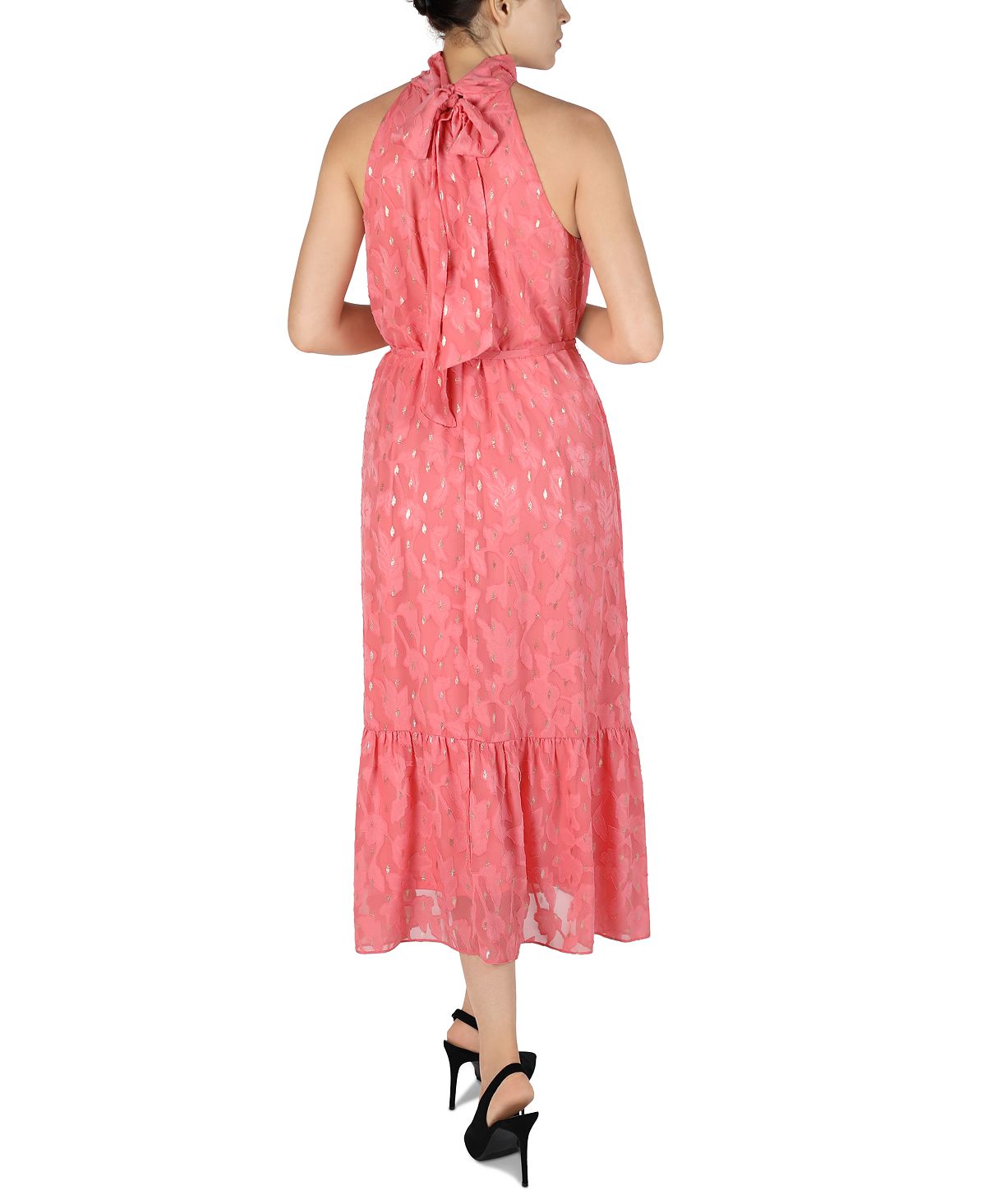 Vestido midi Donna Ricco feminino com decote halter laranja tamanho 6