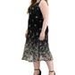 Vestido midi bordado feminino Robbie Bee, preto, tamanho 1X