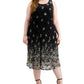 Vestido midi bordado feminino Robbie Bee, preto, tamanho 1X