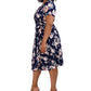 Vestido envelope falso com estampa floral Robbie Bee feminino, azul, tamanho 2X
