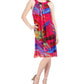 Vestido feminino Robbie Bee estampado em chiffon com decote plissado, rosa, tamanho médio