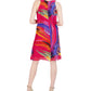 Vestido feminino Robbie Bee estampado em chiffon com decote plissado, rosa, tamanho médio
