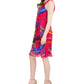 Vestido feminino Robbie Bee estampado em chiffon com decote plissado, rosa, tamanho médio
