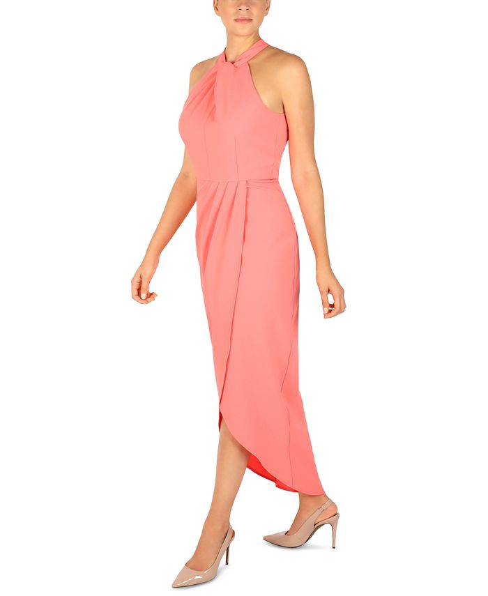 Vestido feminino Julia Jordan com decote halter e nó, laranja, tamanho 2