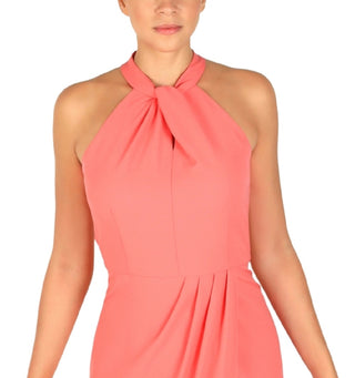 Vestido feminino Julia Jordan com decote halter e nó, laranja, tamanho 2