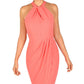 Vestido feminino Julia Jordan com decote halter e nó, laranja, tamanho 8